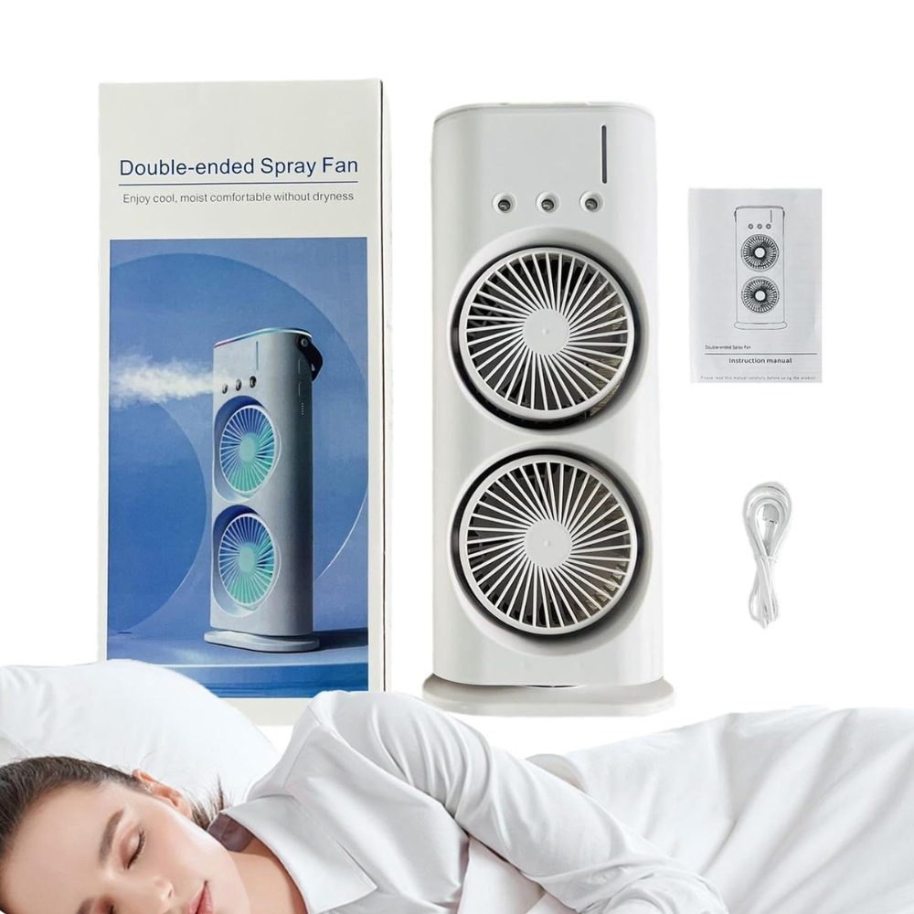 ❄️Aire Acondicionado Doble Portátil Recargable 3 En 1 Luz Led❄️