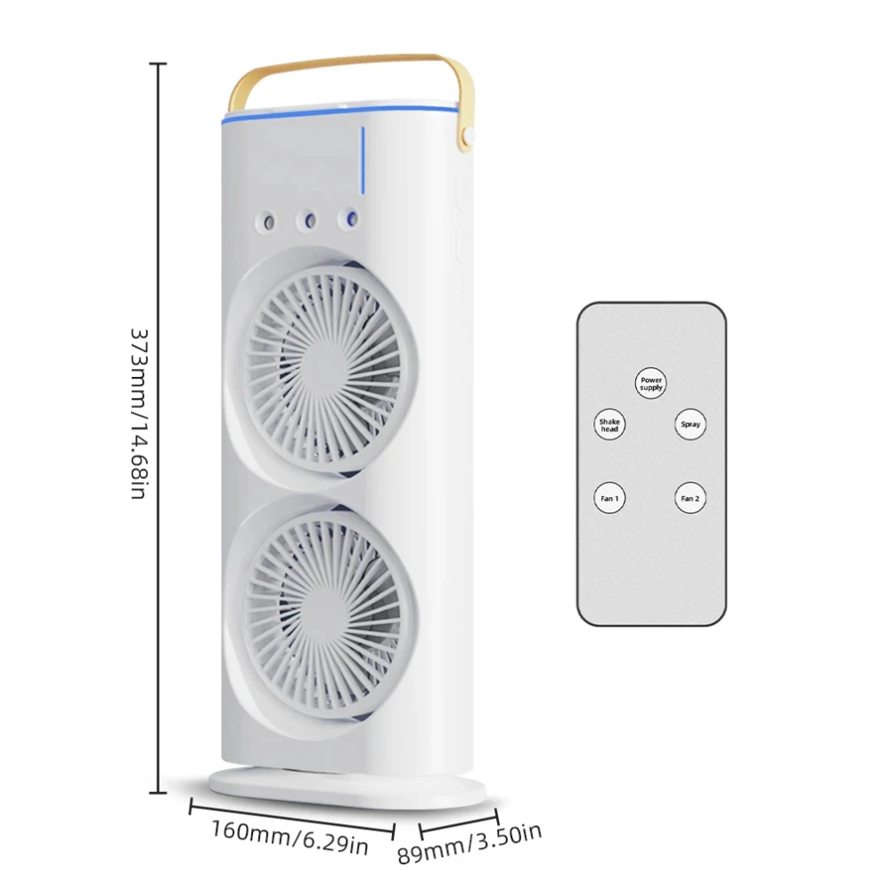 ❄️Aire Acondicionado Doble Portátil Recargable 3 En 1 Luz Led❄️