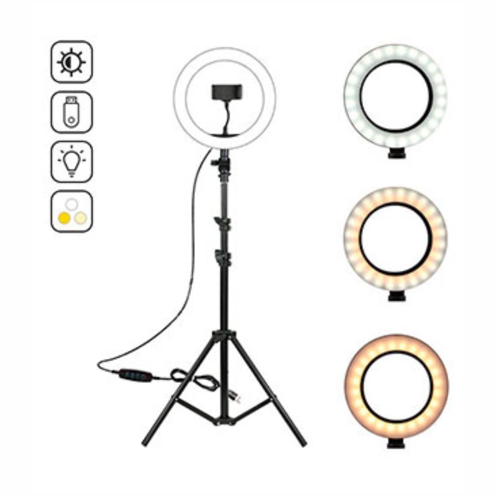 Aro Luz 26 Cm Led Cálido Trípode Profesional 2 Mts Inteligente
