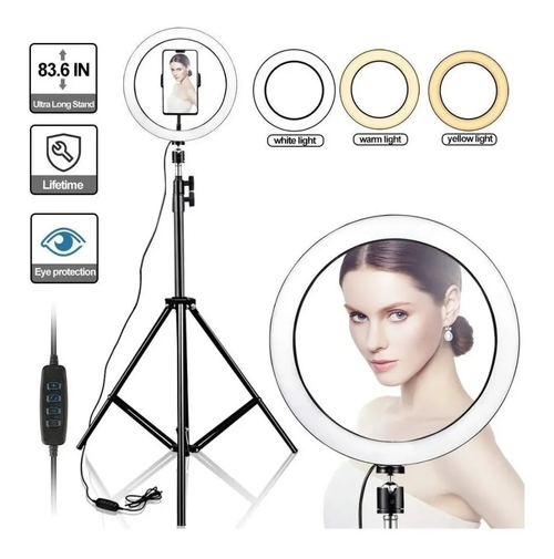 Aro Luz 26 Cm Led Cálido Trípode Profesional 2 Mts Inteligente