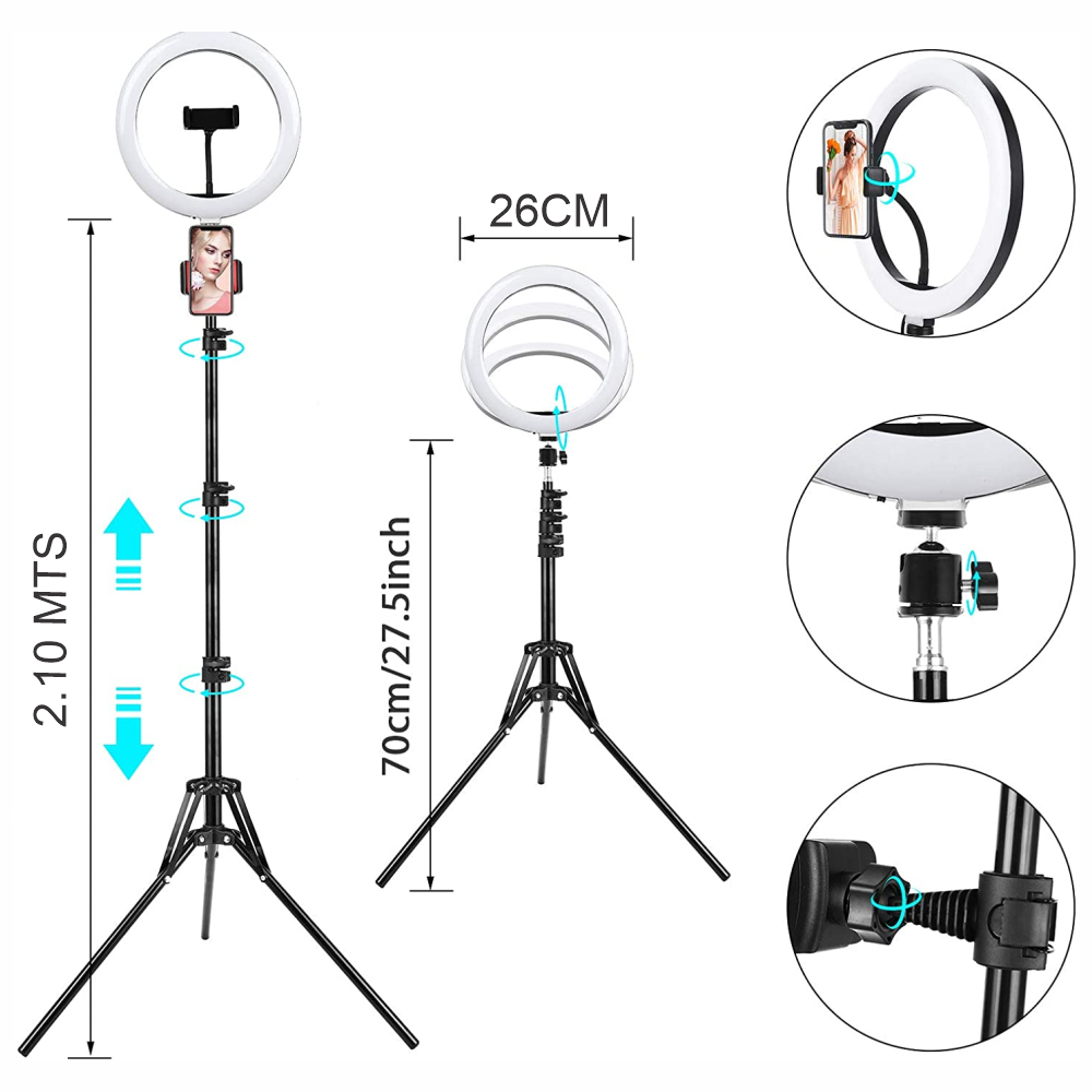Aro Luz 26 Cm Led Cálido Trípode Profesional 2 Mts Inteligente