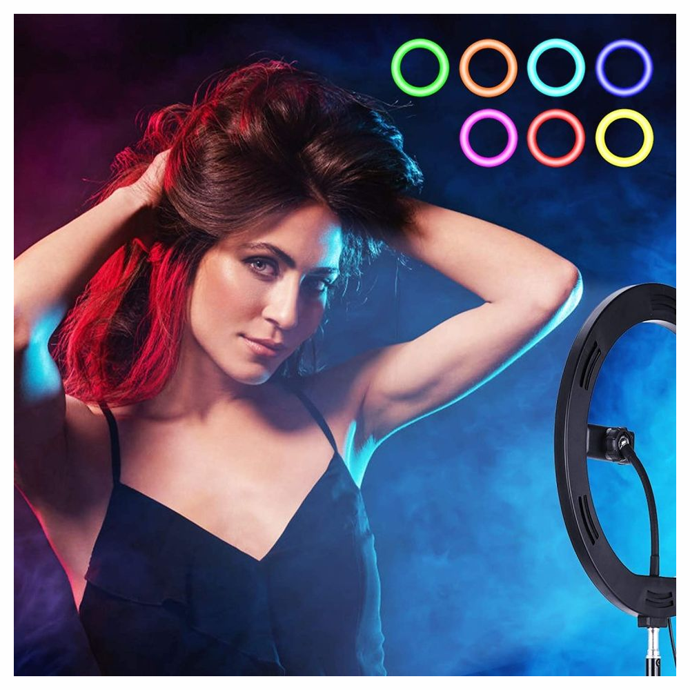 Aro De Luz 30 Cm Rgb Led Con Trípode Profesional 2 Mts