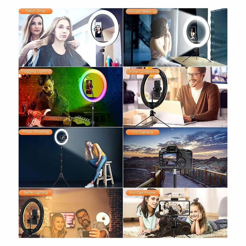 Aro De Luz 30 Cm Rgb Led Con Trípode Profesional 2 Mts