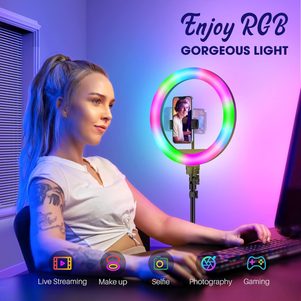 🔥Aro Luz Profesional Rgb Led 36cm Multicolor Trípode Control🎥
