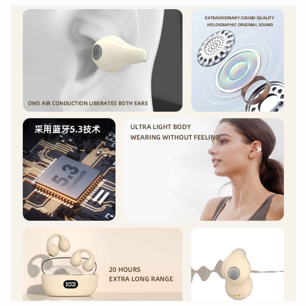 Audífonos Conducción Ósea Clic Inalámbricos Bluetooth P3 Silicona