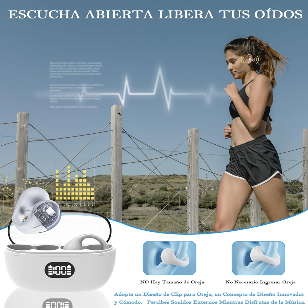 Audífonos Conducción Ósea Clic Inalámbricos Bluetooth P3 Silicona
