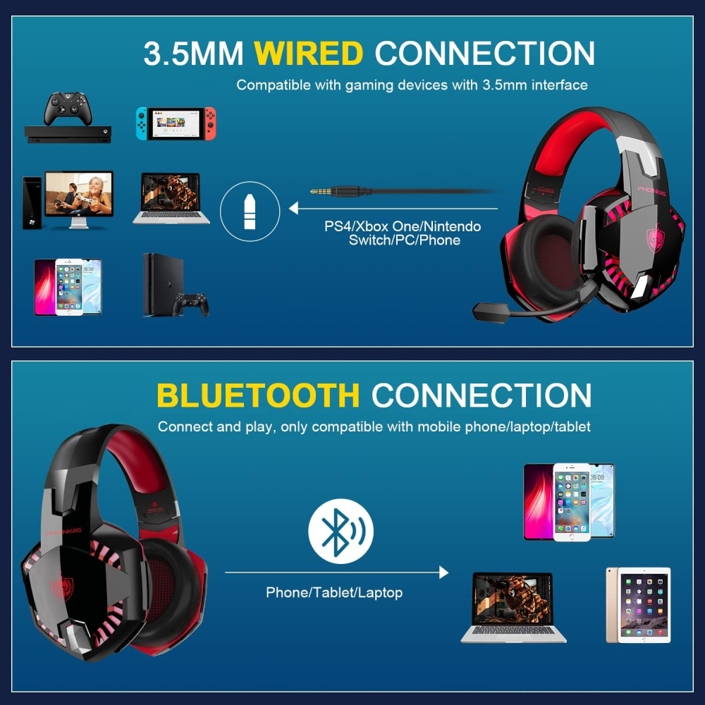 Audífonos Gamer Bluetooth Inalámbricos G2000 Pro Phoinikas