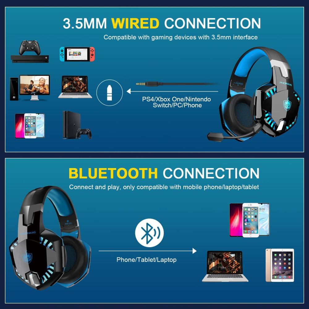 Audífonos Gamer Bluetooth Inalámbricos G2000 Pro Phoinikas
