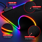 Mouse Pad Gamer Rgb Xl  Impermebale 80x30cm 4mm Usb