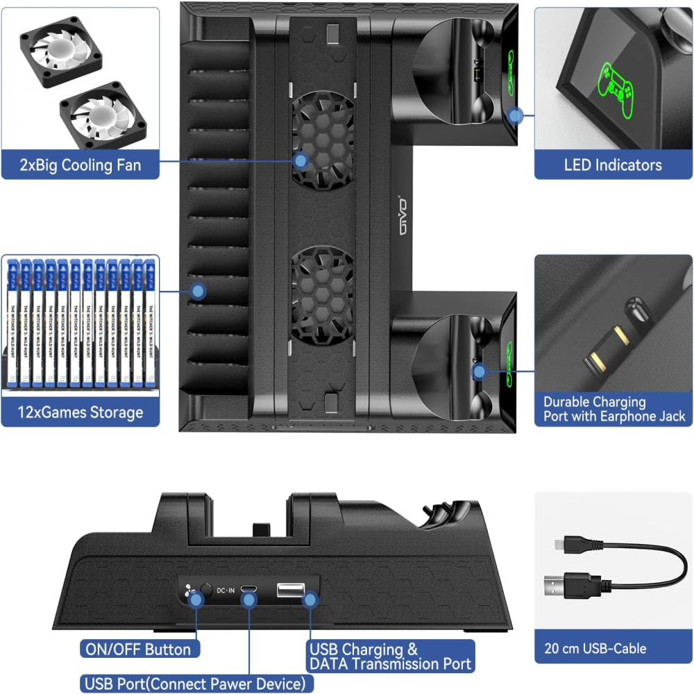 Base Vertical Refrigerante Ps4 Fat Pro Slim Porta Juegos