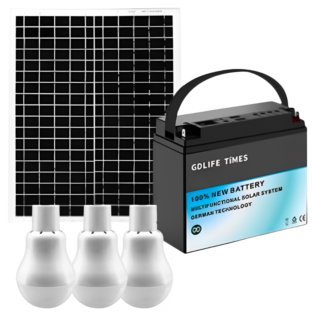 Bateria Solar Estacion Carga Portatil Multiconexion 4 Bombillos Panel 20w