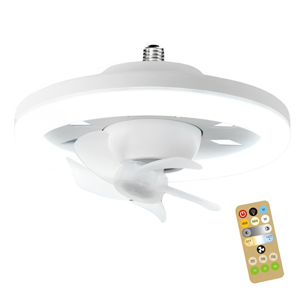 💡🌬️ Bombillo Led Con Ventilador Giratorio 60w + Control Remoto 🚀