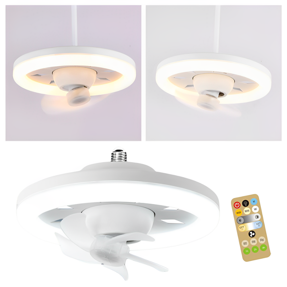 💡🌬️ Bombillo Led Con Ventilador Giratorio 60w + Control Remoto 🚀