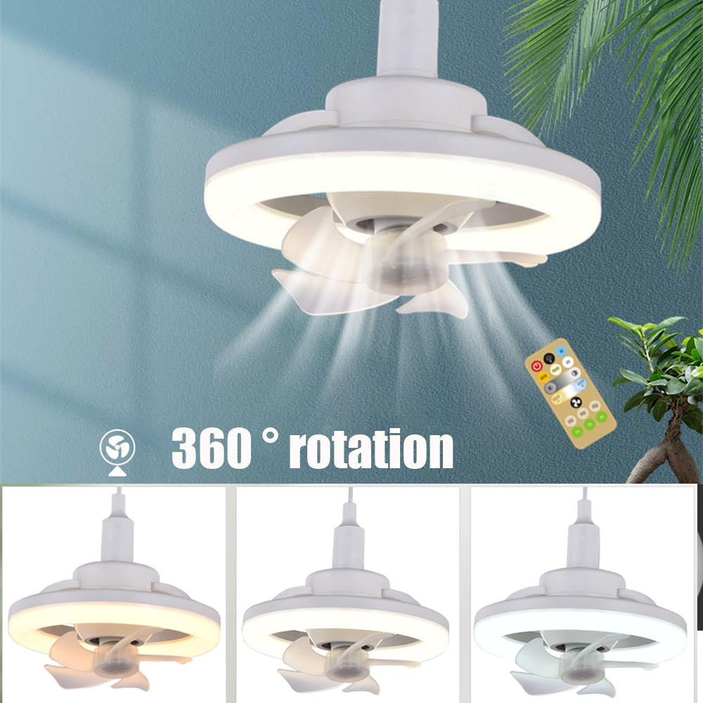 💡🌬️ Bombillo Led Con Ventilador Giratorio 60w + Control Remoto 🚀