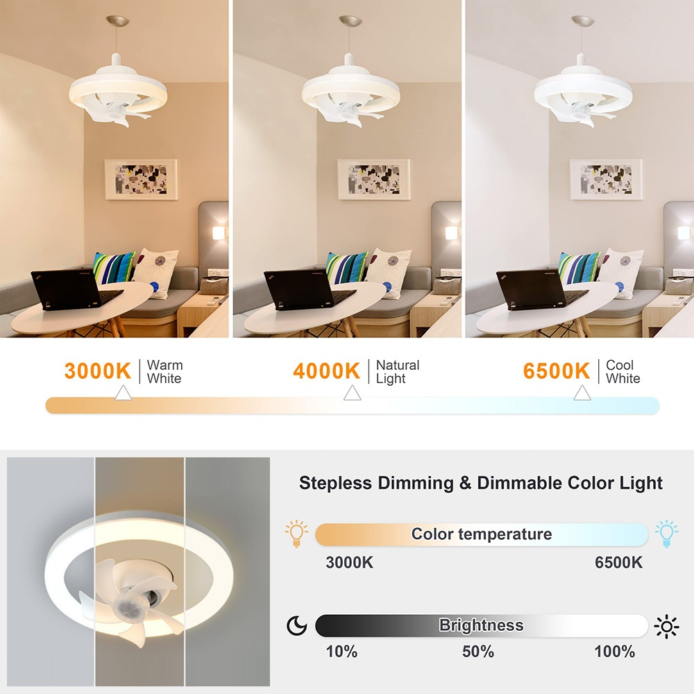 💡🌬️ Bombillo Led Con Ventilador Giratorio 60w + Control Remoto 🚀