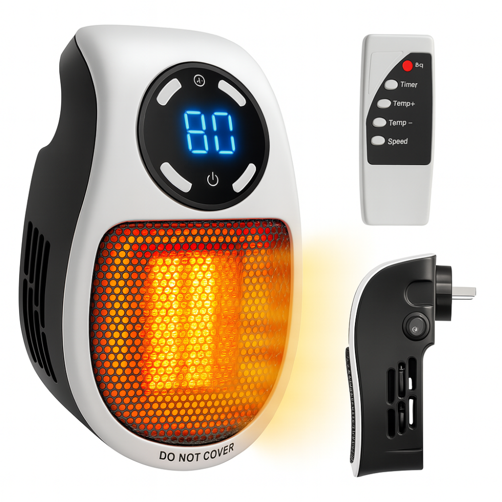 Calefactor Portátil Eléctrico 500W Control Digital Cerámico