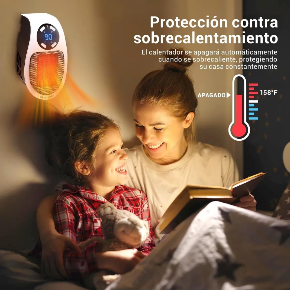 Calefactor Portátil Eléctrico 500W Control Digital Cerámico