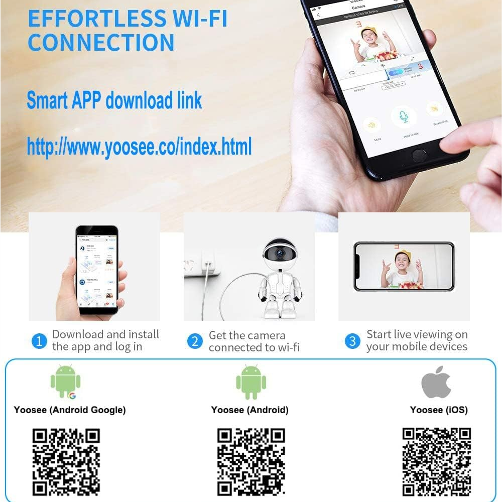 Cámara De Seguridad Wifi Robot Monitor De Bebe 360° Yosee