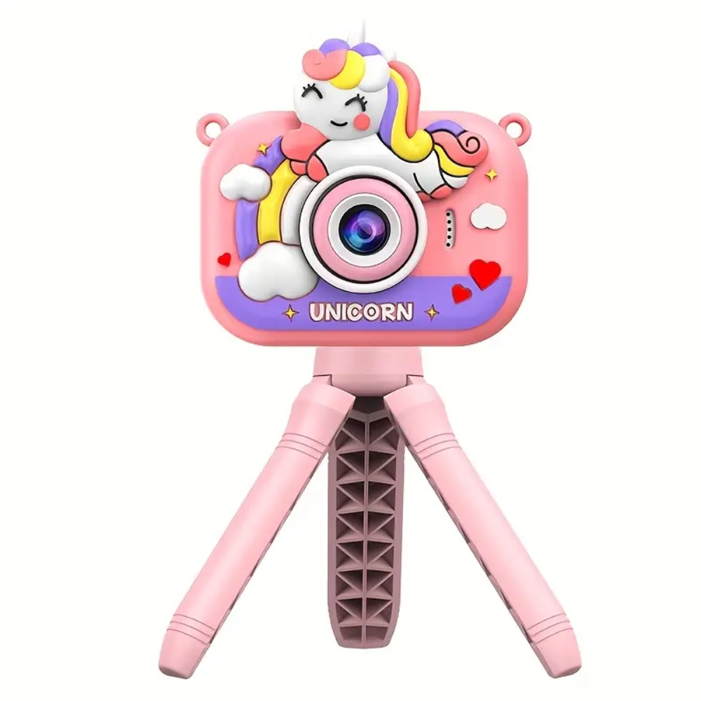 Camara Digital Niños Recargable Juegos Tripode Pantalla Ips Rosa