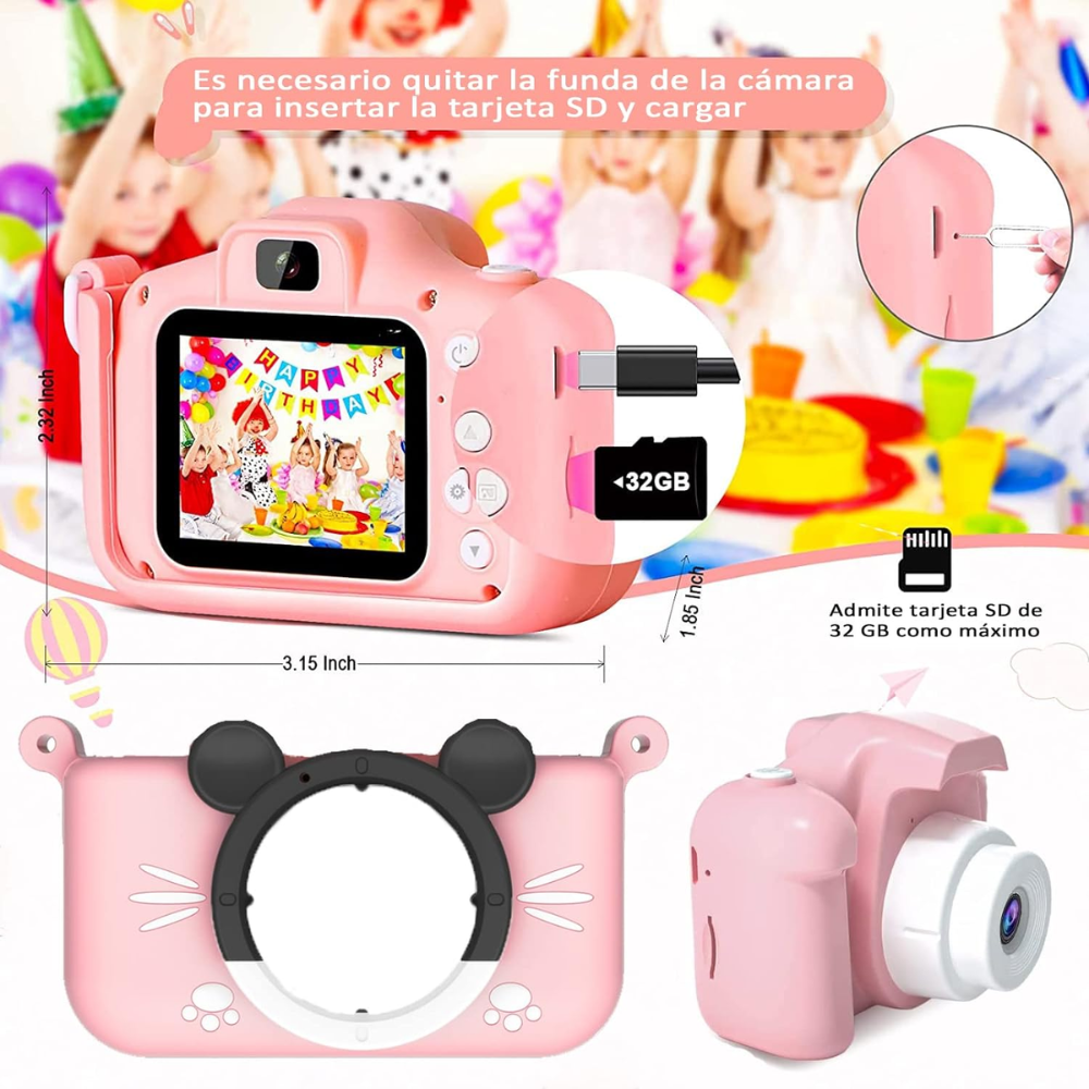 Camara Digital Recargable Para Niños Fotos Y Video Ips 2.0