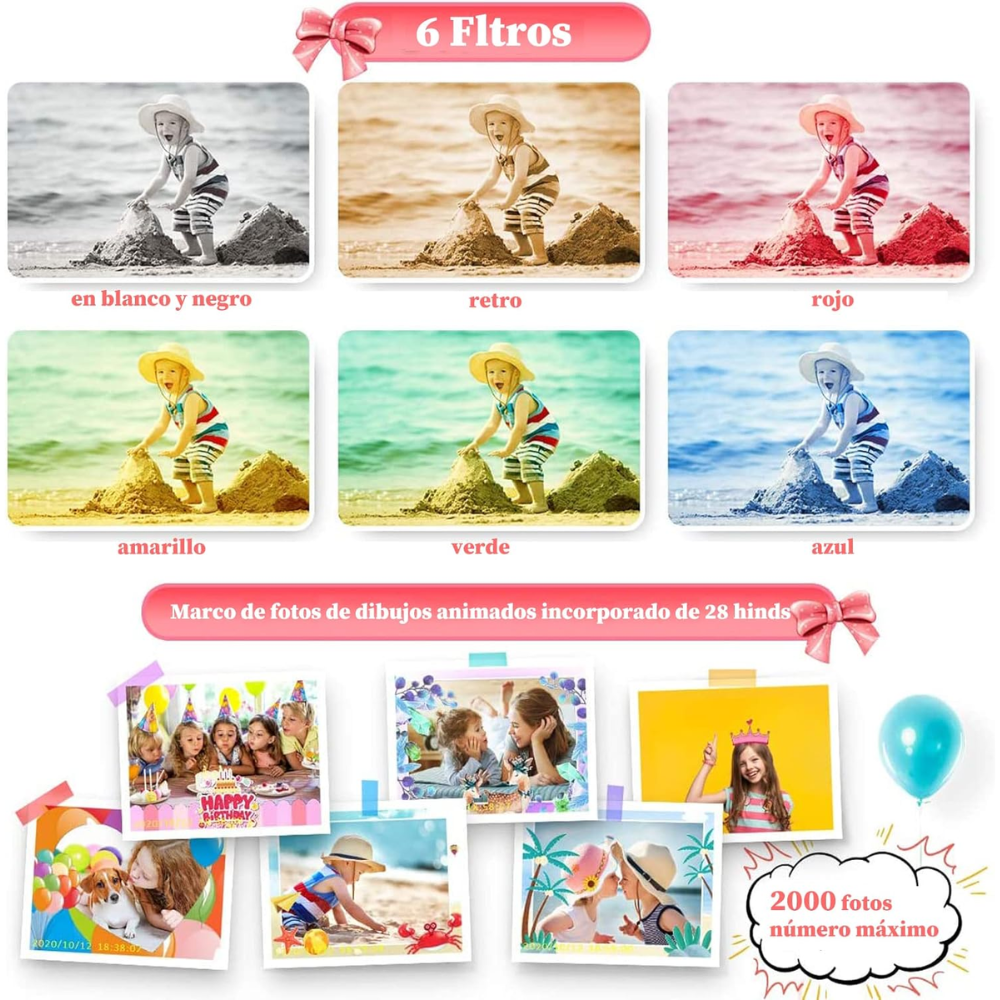 Camara Digital Recargable Para Niños Fotos Y Video Ips 2.0