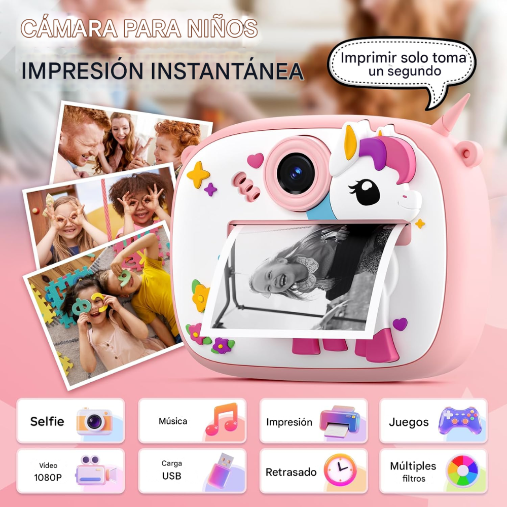 Camara Instantánea Niños Impresion Termica Videos Fotos M300