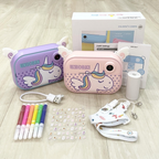 Cámara Instantánea Para Niños Doble Lente Hd 1 Rollos + Sd