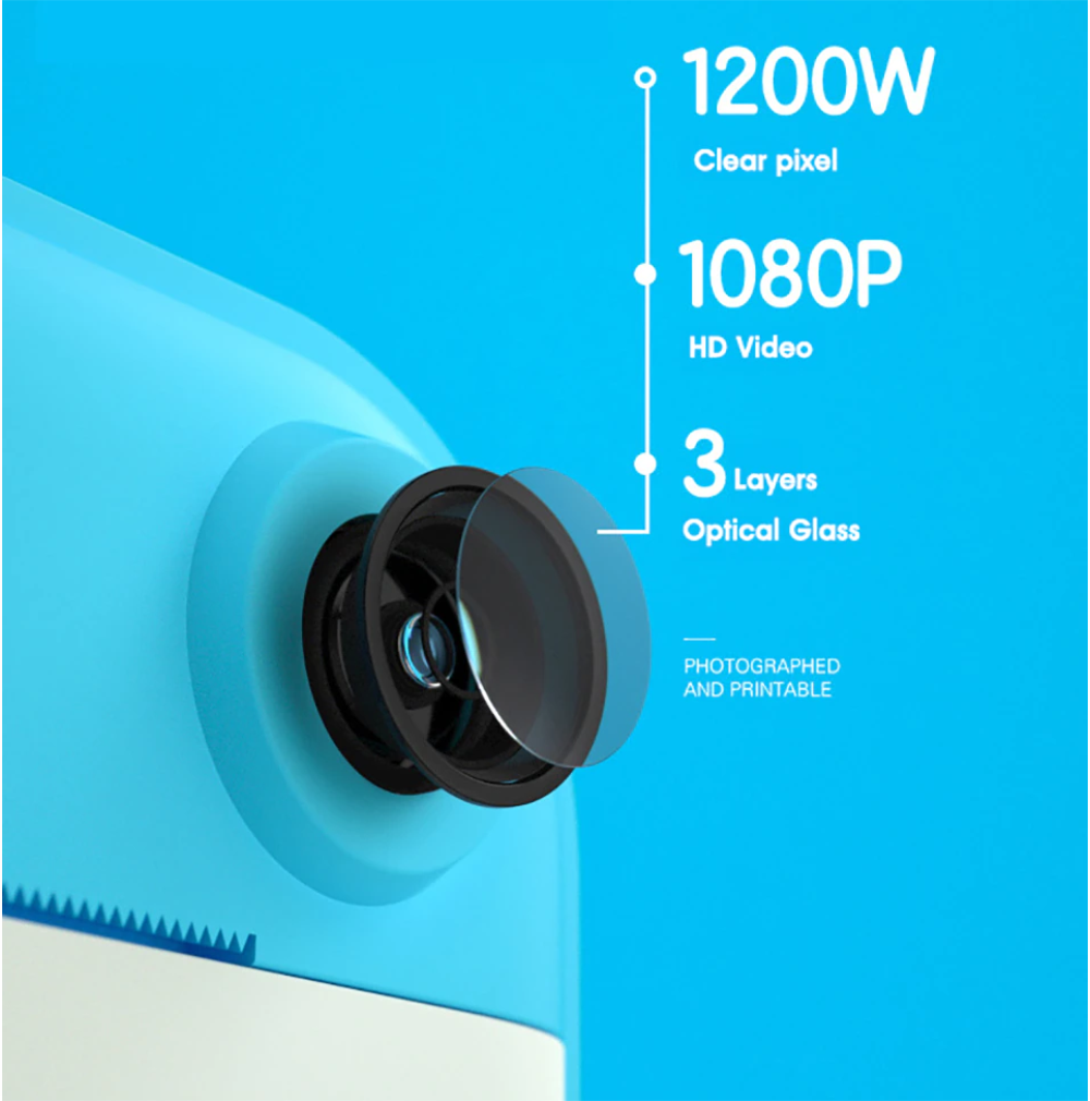 Cámara Instantánea Para Niños Doble Lente Hd 1 Rollos + Sd