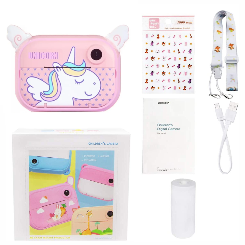 Cámara Instantánea Para Niños Doble Lente Hd 1 Rollos + Sd