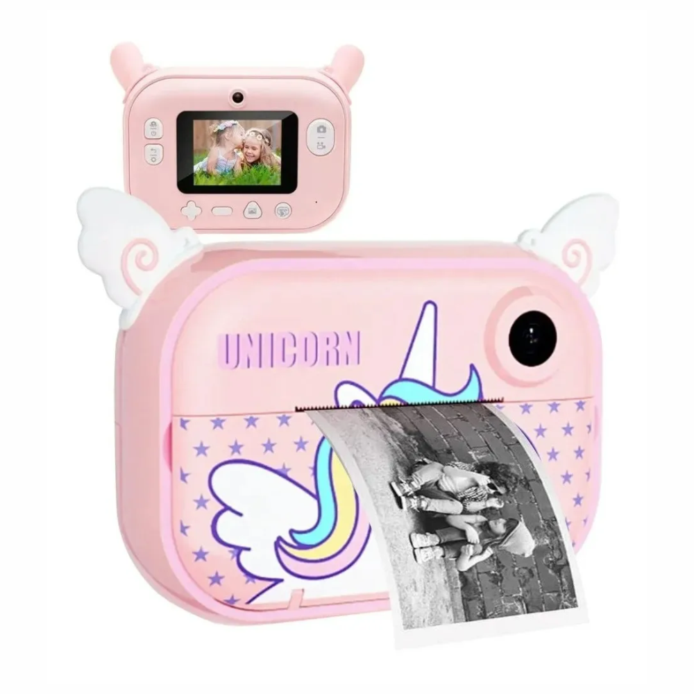 Cámara Instantánea Para Niños Doble Lente Hd 1 Rollos + Sd