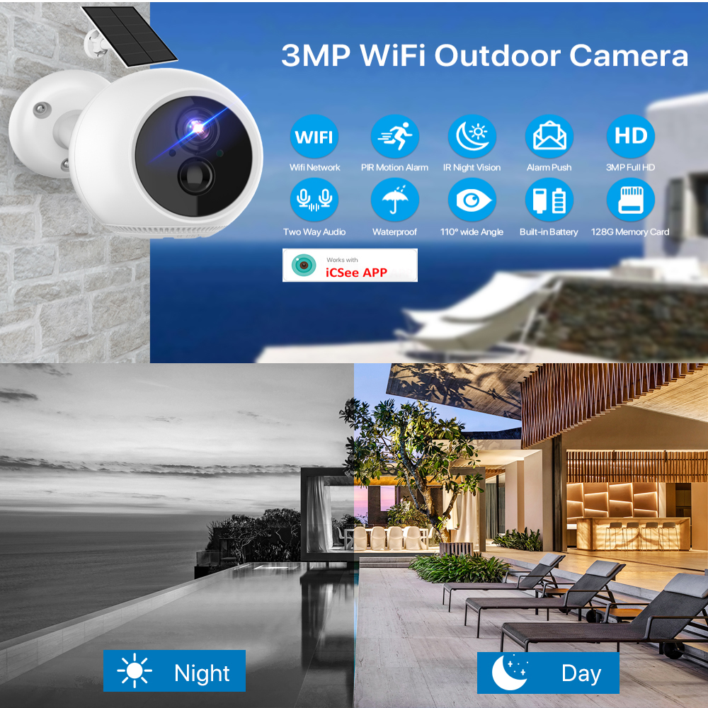 Cámara Para Exteriores Recargable Inalámbrica 3mp Ip66 Tuya