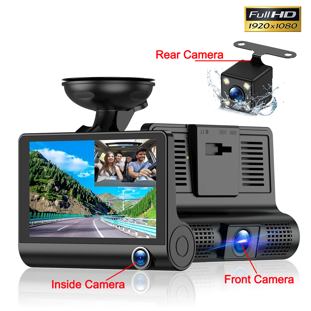 Cámara Para Carro 3 Lentes Visión Nocturna Trasera 1080p