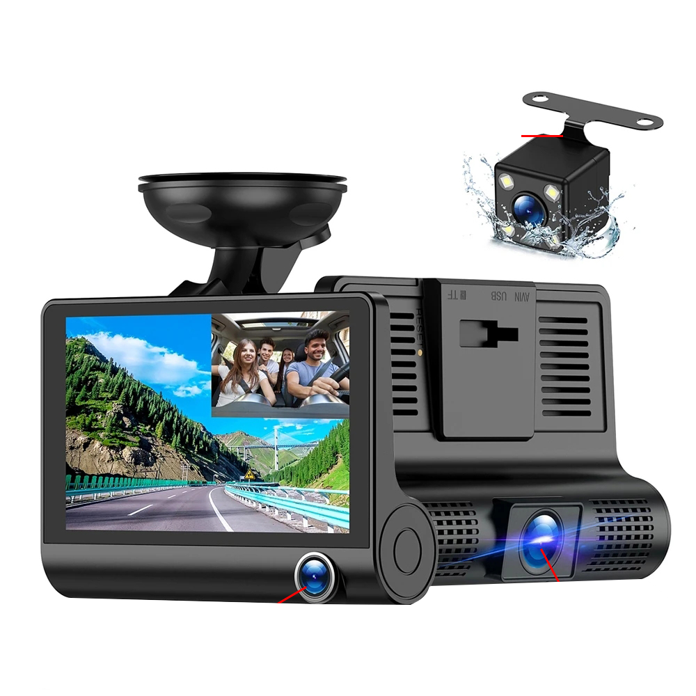 Cámara Para Carro 3 Lentes Visión Nocturna Trasera 1080p