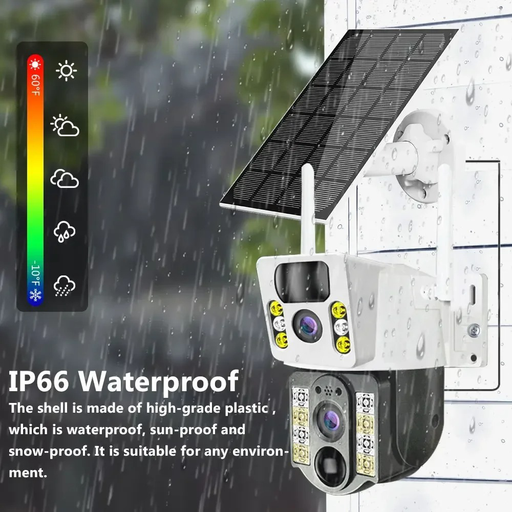 Cámara De Seguridad Con Panel Solar Sim 4g Wifi Lente Dual