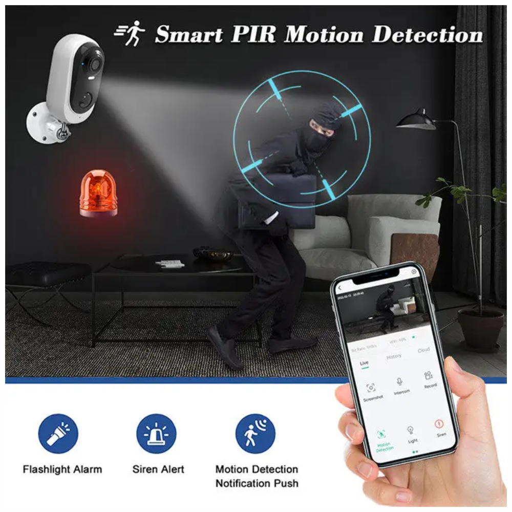 Cámara De Seguridad Wifi Recargable Inalámbrica Tuya Smart