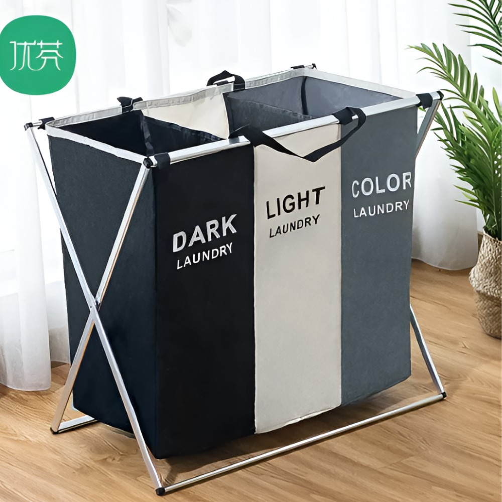 🧺💫Organizador De Ropa Sucia: Cesta Clasificadora Por Colores🎨