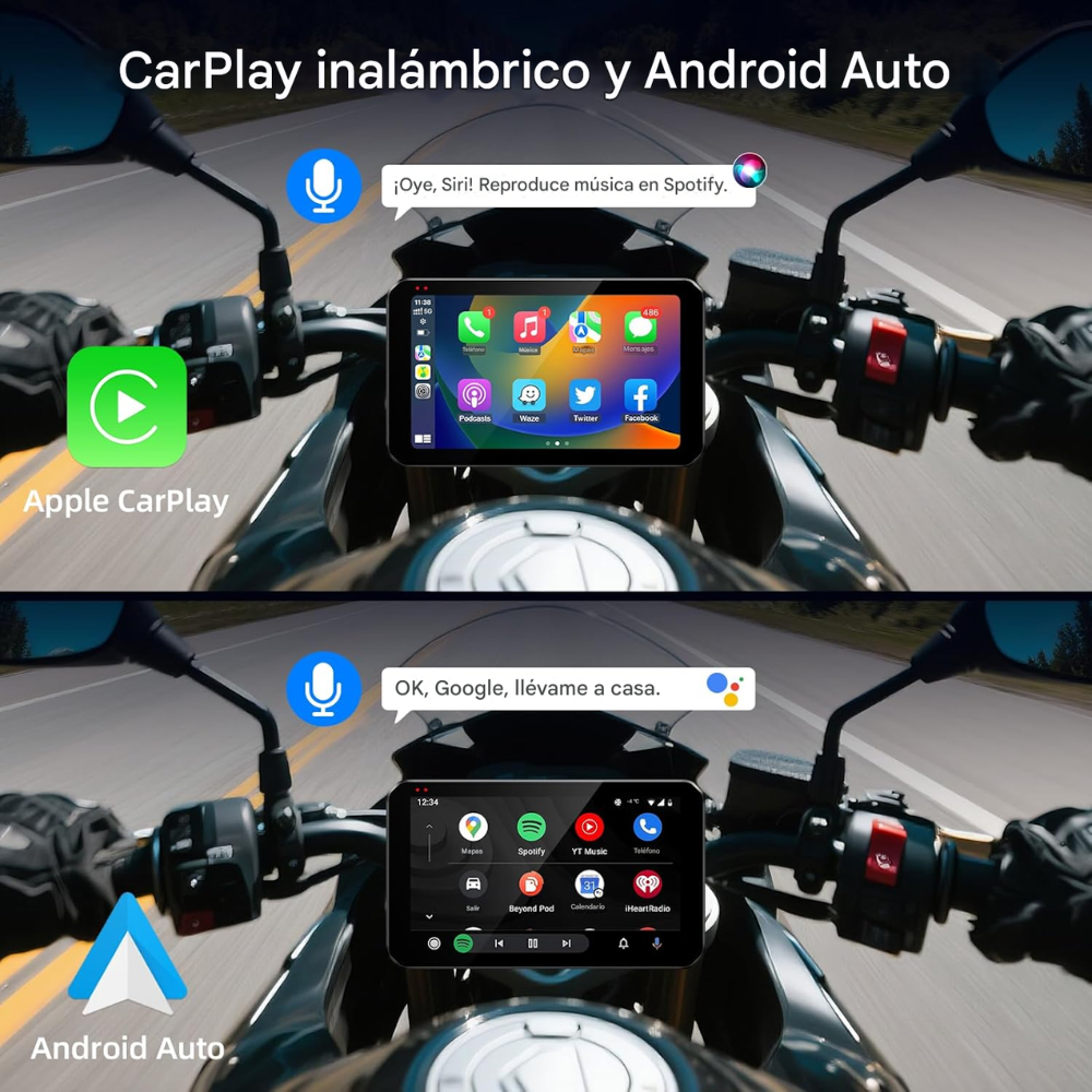 Usb Carplay Dvr Portátil Motos Camaras 2k Wifi Bluetooth Gps