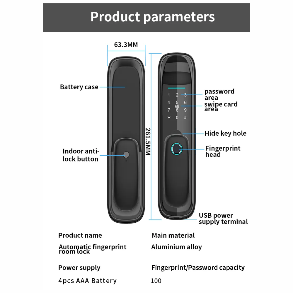 Cerradura Inteligente Wifi Huella Tarjeta Y Contraseña Hr16