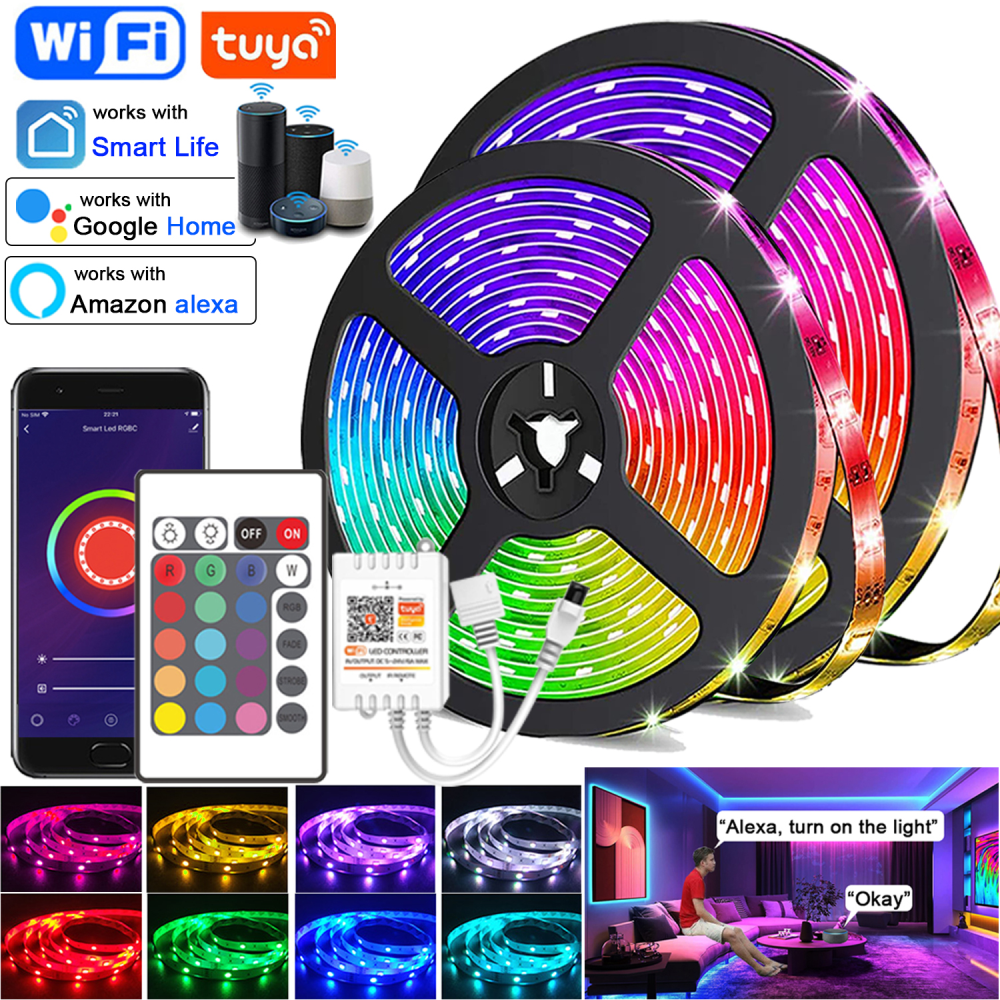 🎉Tira De Luces Led Rgb 10 Metros Alexa Control De Voz 110v🎵