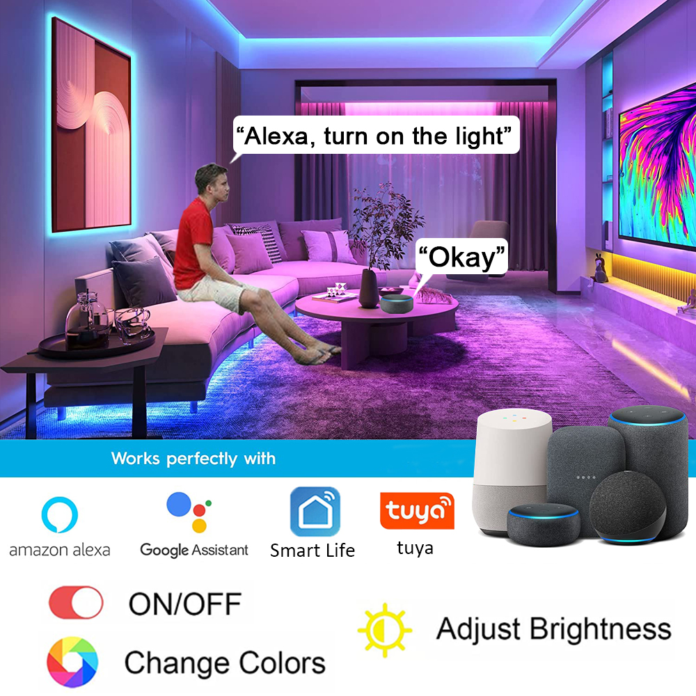 🎉Tira De Luces Led Rgb 10 Metros Alexa Control De Voz 110v🎵