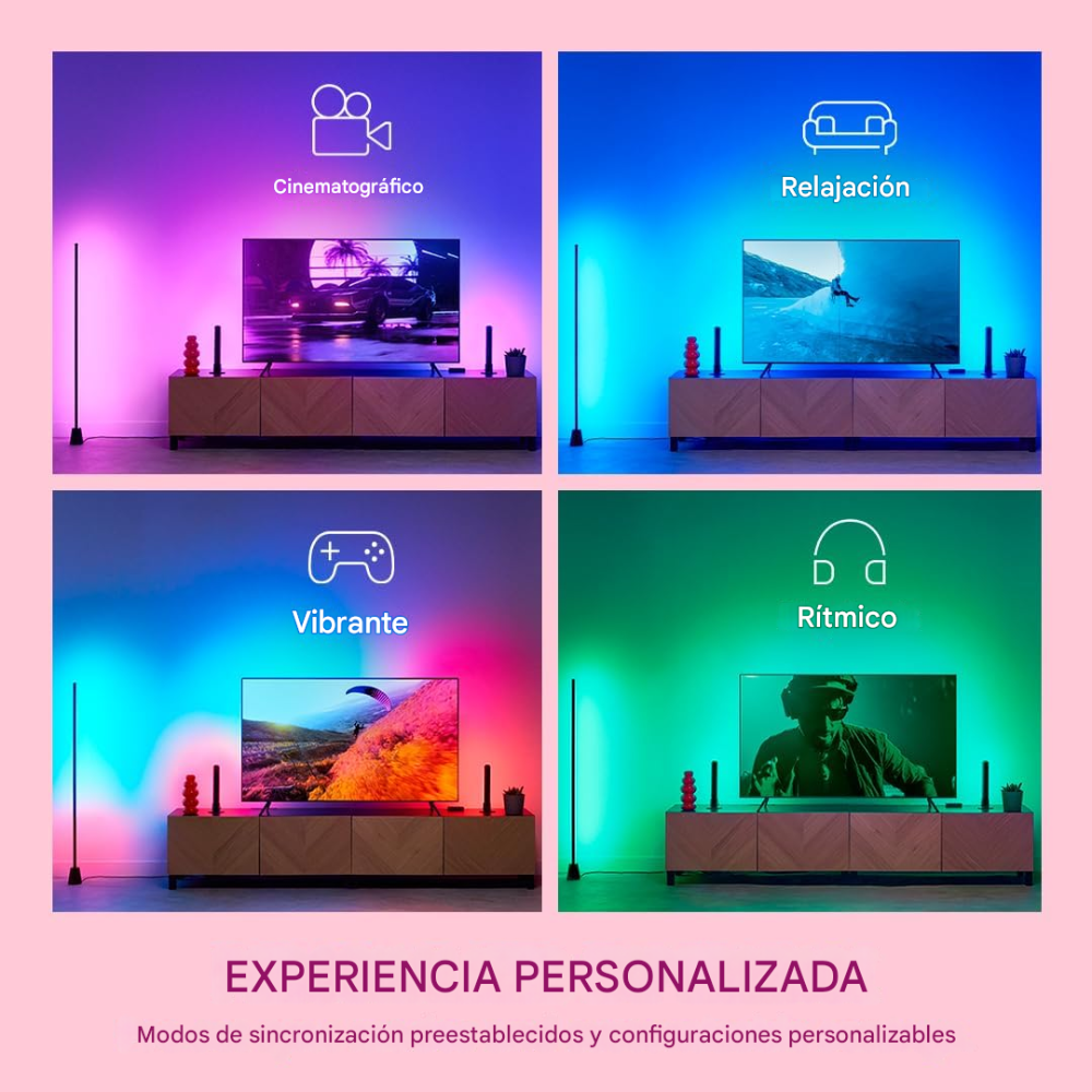 Luz Led Cinta Tv Inmersion Hdmi 2.0 App Control 55-65 Pulgad