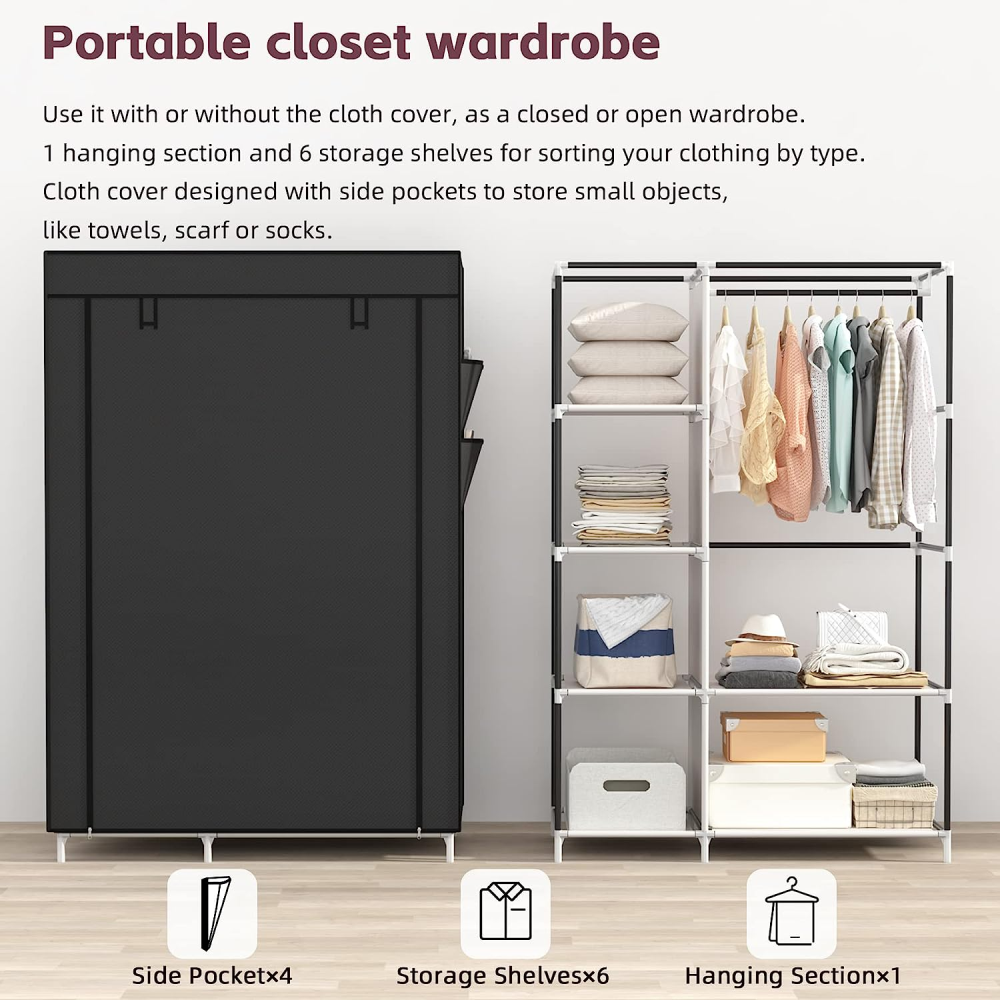 👗 Closet Organizador Desarmable De 6 Estantes Con Cremallera🧥🧩