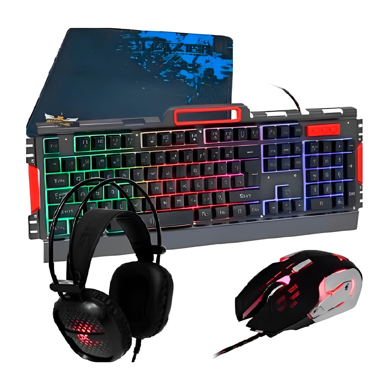 Combo Teclado Gamer Retroiluminado Mouse Pad Y Audífonos K58