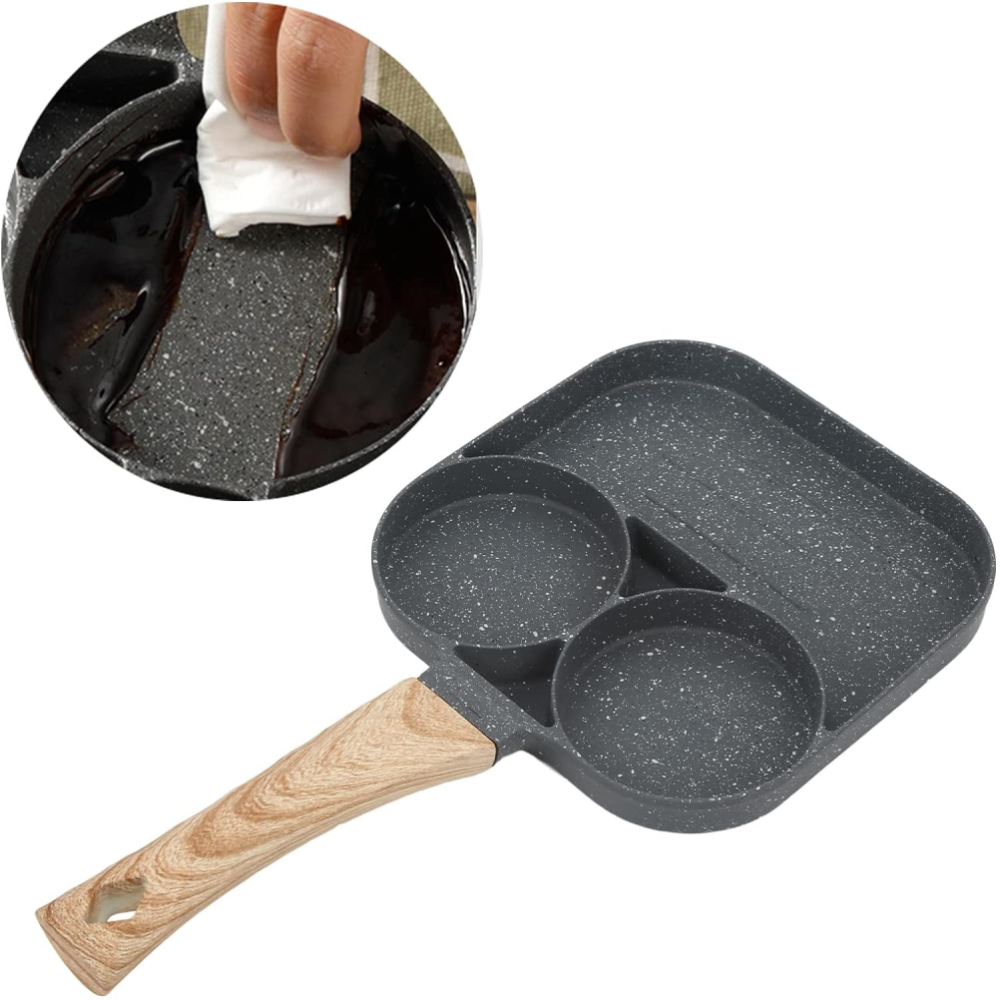 Combo Sartén De 3 Puestos Para Huevos Antiadherente + Rociador De Aceite En Spray De 200ml