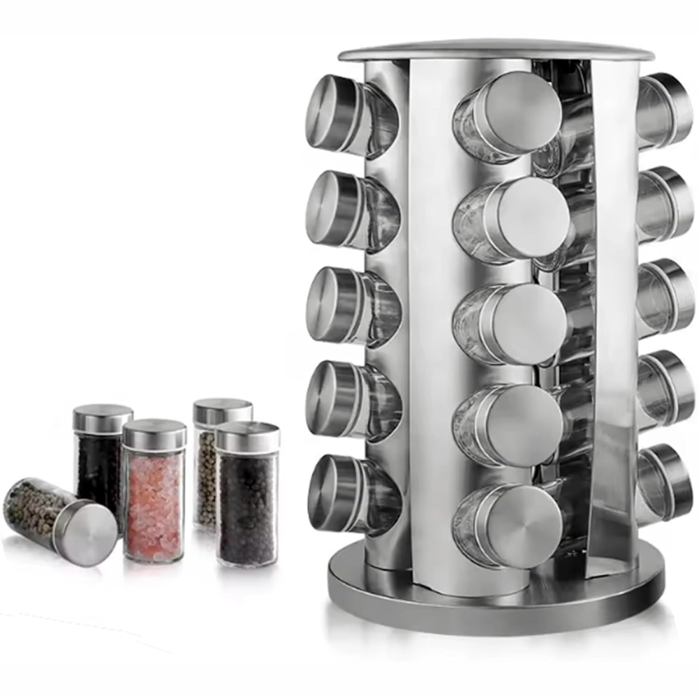 Condimentero Giratorio En Acero 20 Frascos Para Especias