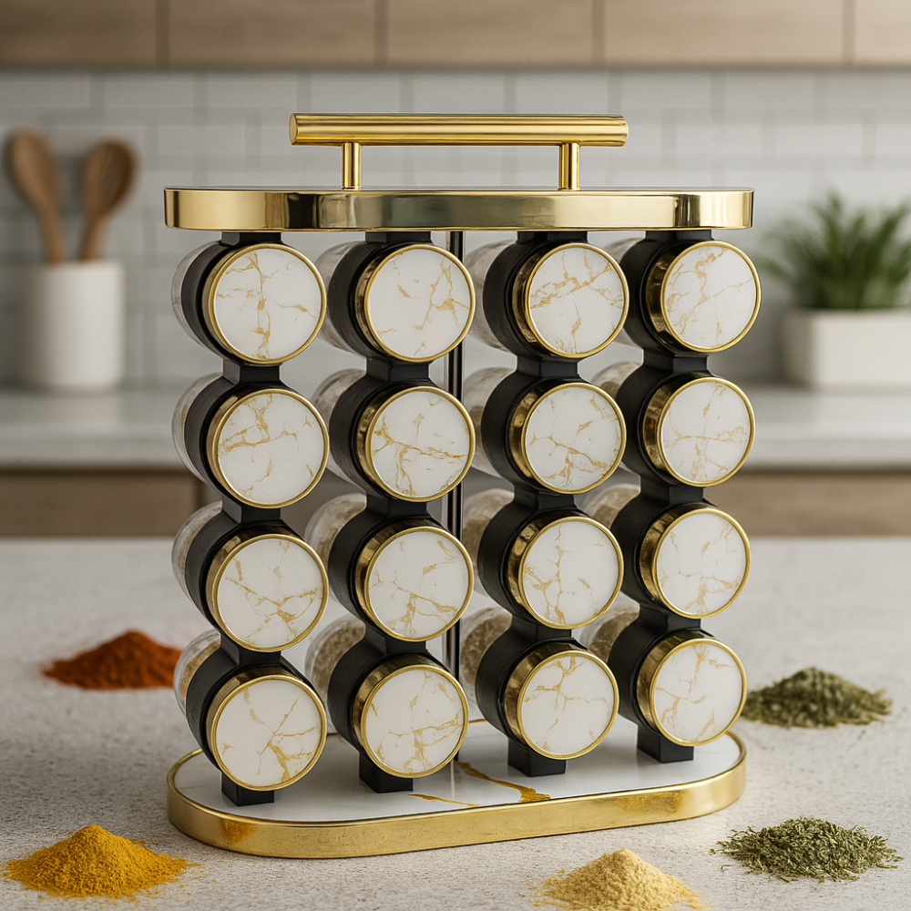 Especiero Giratorio 16 Frascos Vidrio Cocina Organizador