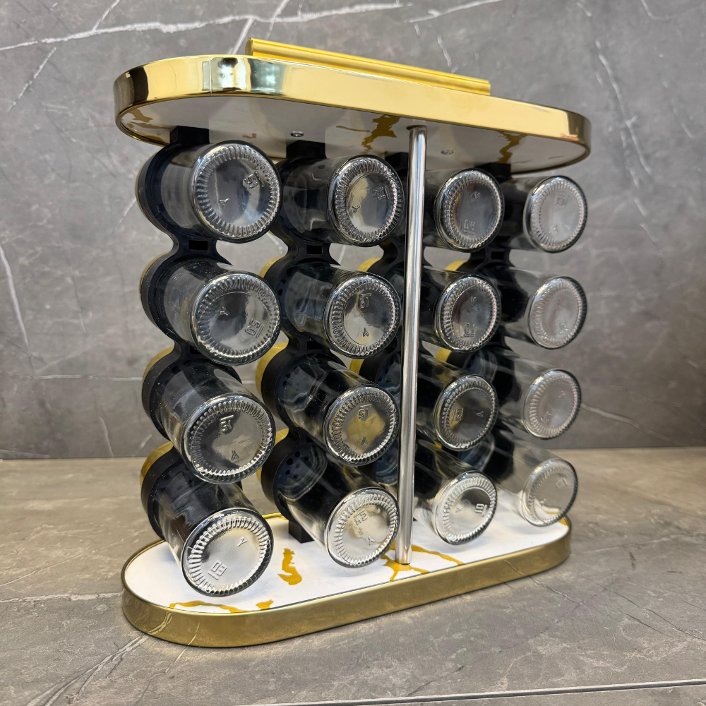 Especiero Giratorio 16 Frascos Vidrio Cocina Organizador
