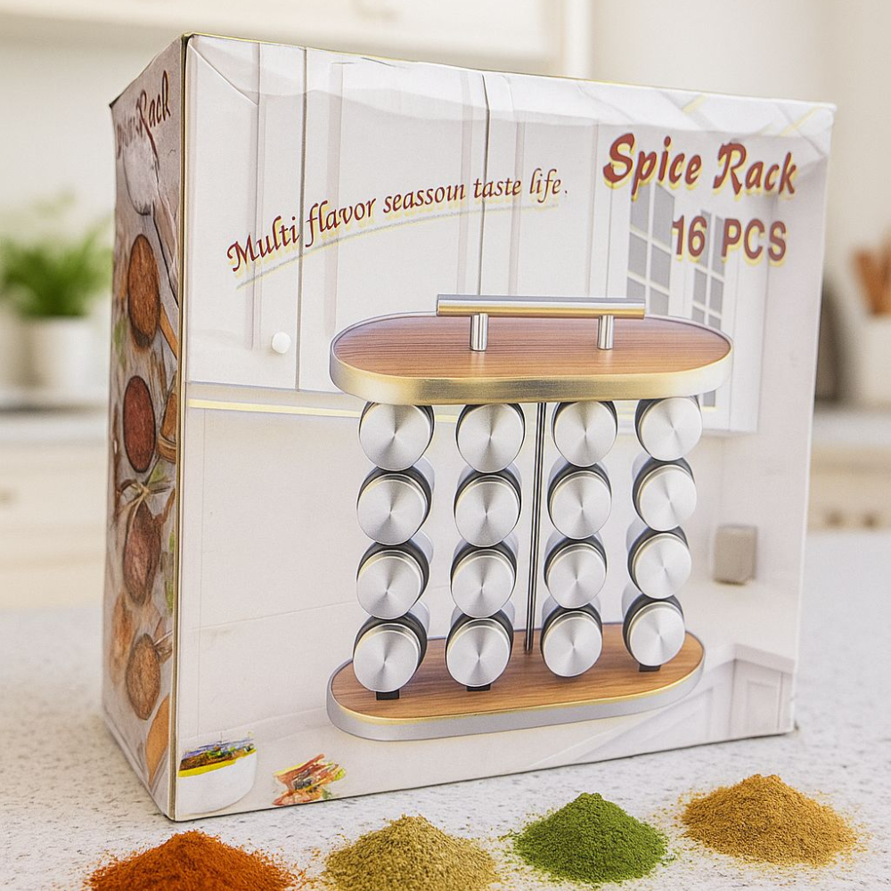 Especiero Giratorio 16 Frascos Vidrio Cocina Organizador