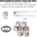 Cubitos De Hielo En Acero Quirúrgico 304 X8pcs Con Pinza