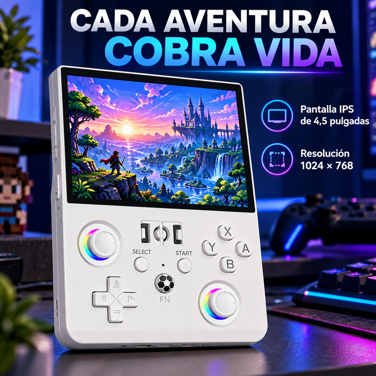 Consola Retro Portátil R36 Max 2 WiFi Pantalla IPS 4.5 Linux RGB 4000 MAh 30 Emuladores